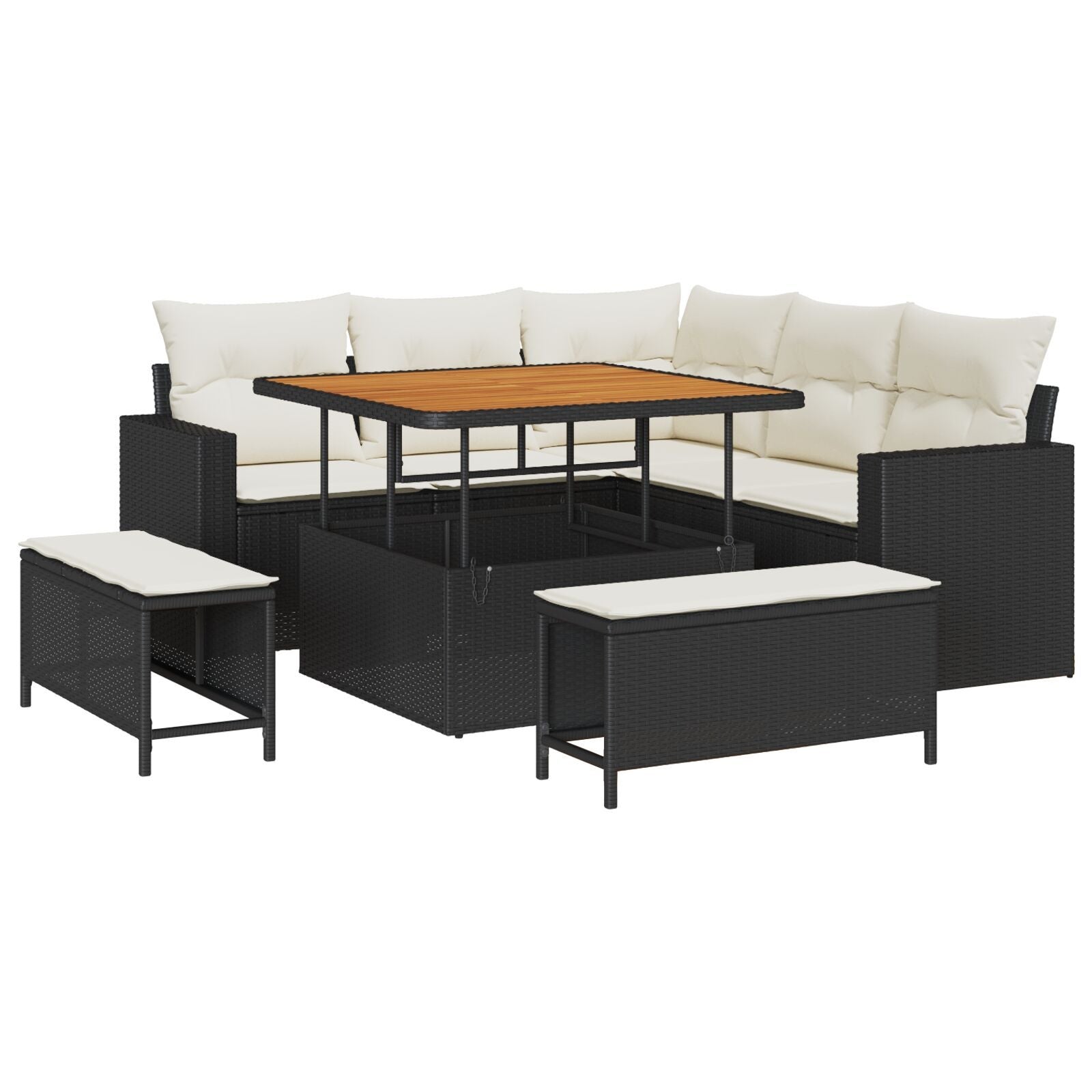 Zestaw Sof na Ogród 8 pcs Czarny polirattan vidaXL