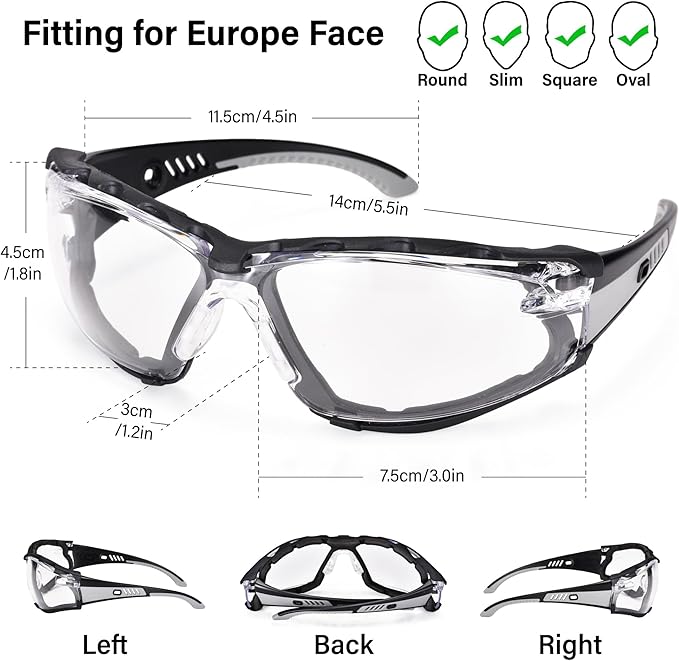 lunettes de sécurité de travail transparentes anti-buée, Anti-rayures, UV 400, résistantes aux chocs. CE EN166 lunettes de protection - pour DIY, ch - 2