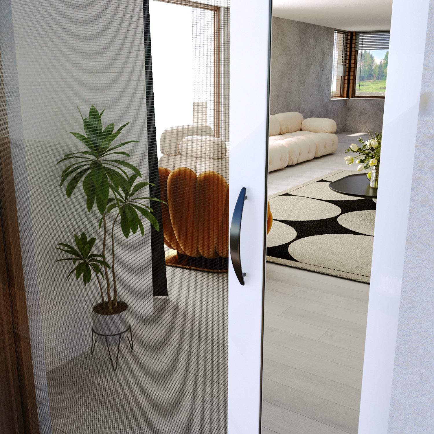 Zanzariera Universale Scorrimento Orizzontale A Rullo Avvolgibile Profilo Riducibile Regolabile Telaio In Alluminio bianco 120 x 250 cm - 9