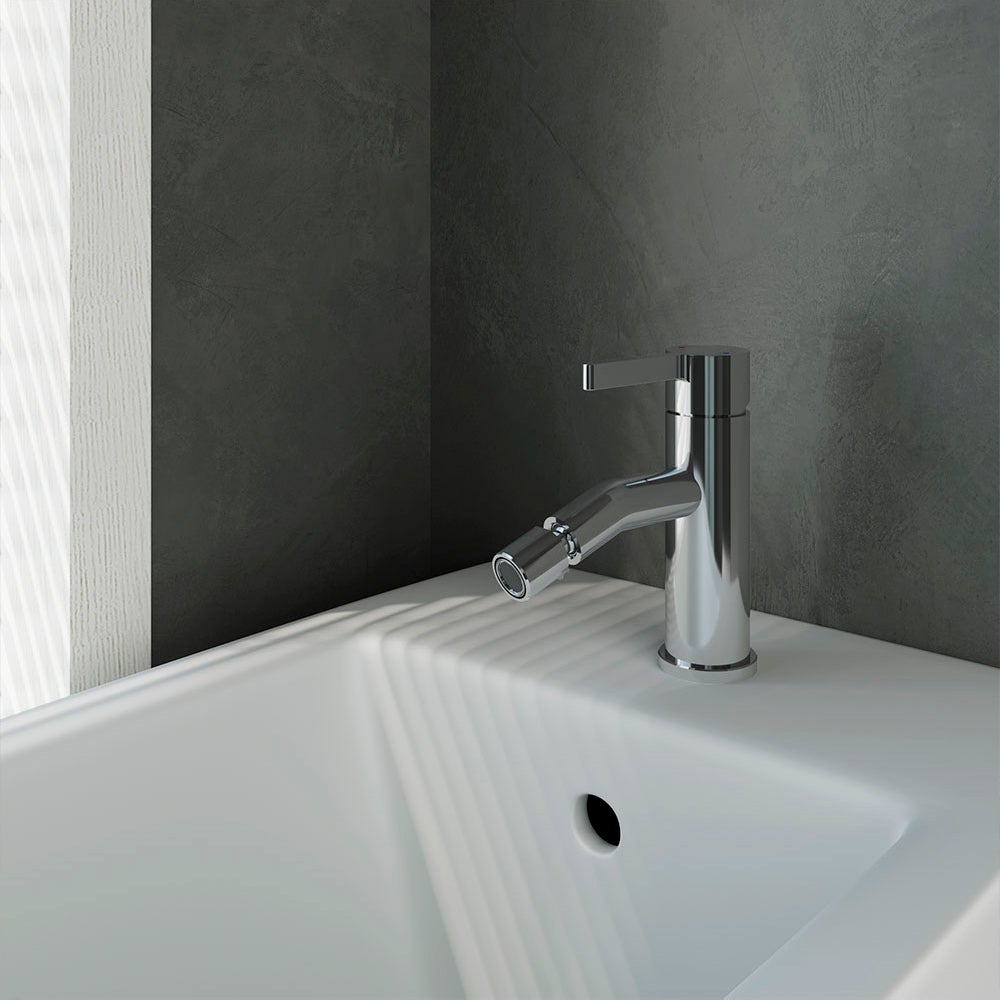 Monomando Bidé Len Cromo acabado cromo, con aireador Neoperl, cartucho cerámico, material inoxidable AISI 304, grifería de baño moderna - 2