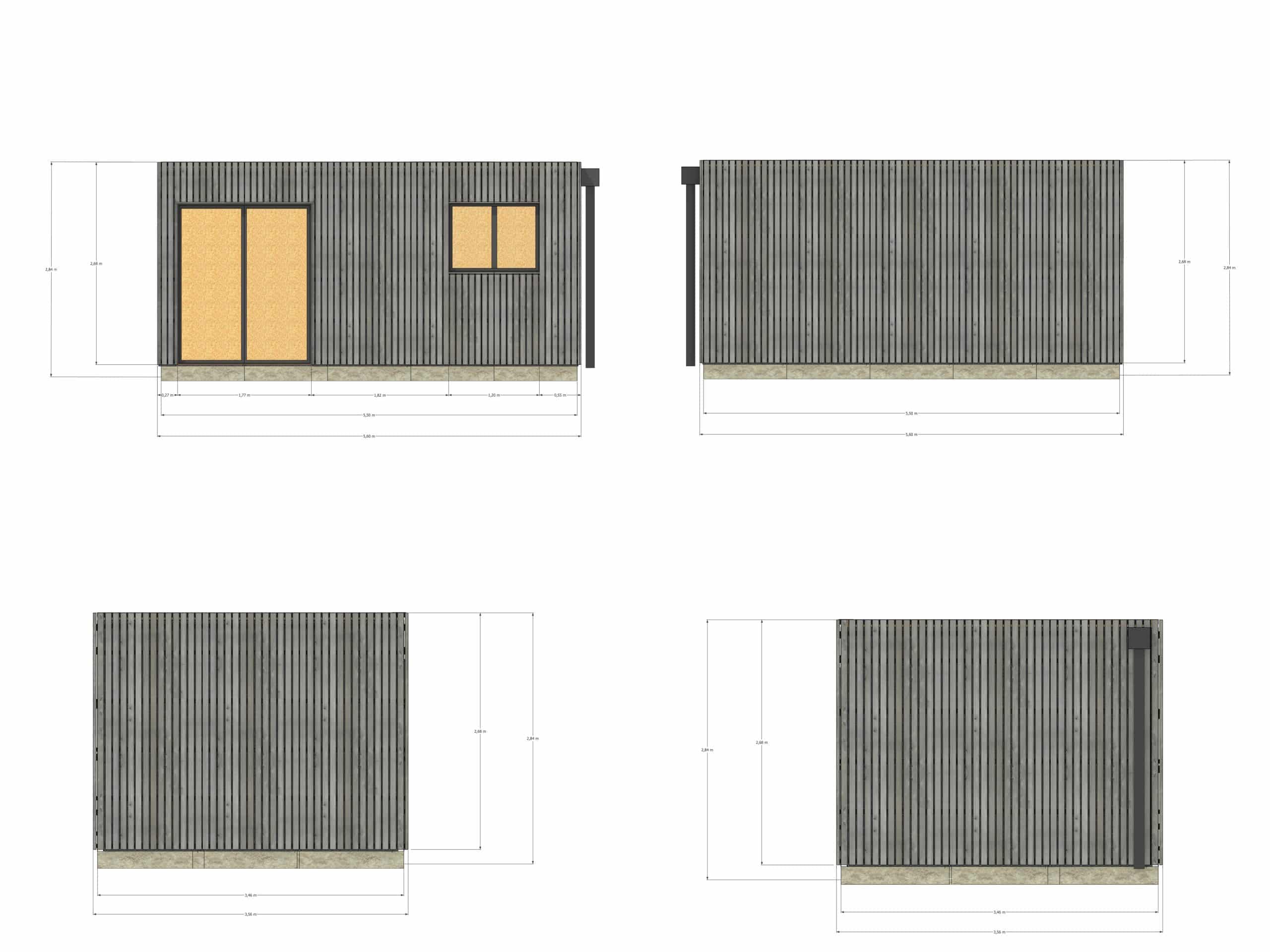 Annexe de jardin bois en bois 5,5 x 3,5 x 2,7 m - 4