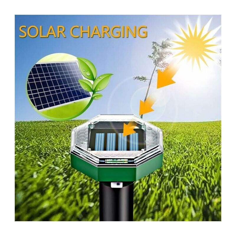 8 peças anti Toupeira Ultrassom Solar, Repulsivo de Toupeira Ultrassom Solar com IP65 Impermeável, Utilizável em Jardins, Terraços e Relvados - 5