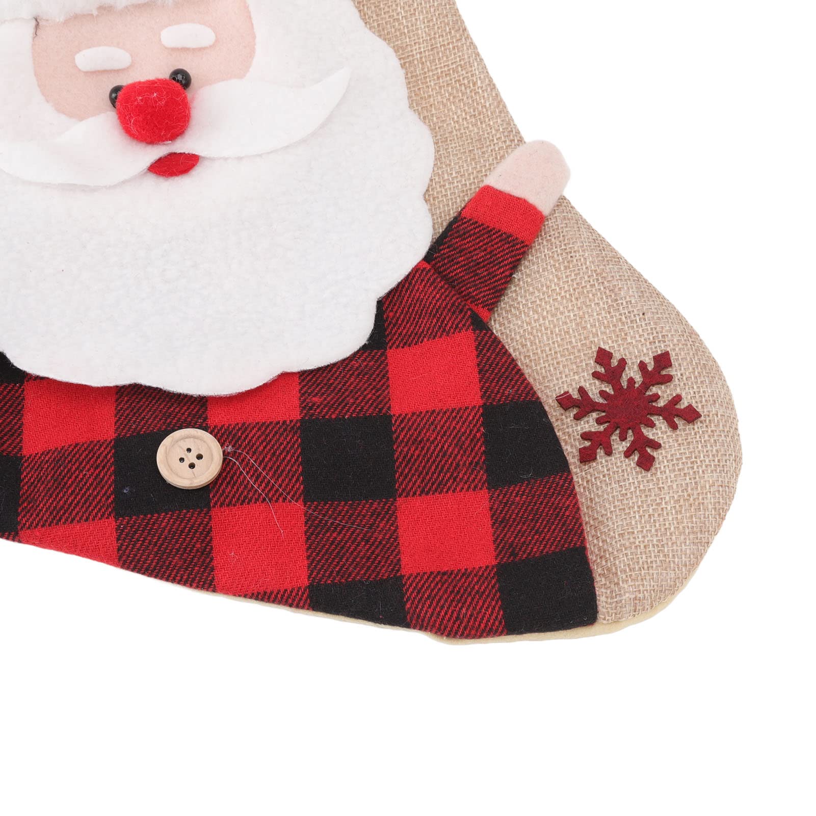 Decoração de Natal, Meia de Natal Xadrez Vermelha Padrão 3D Pendurado Natal - 7