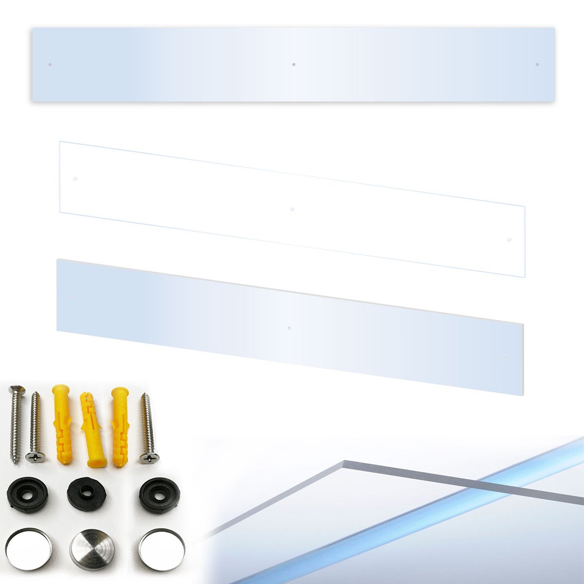 Silla de metacrilato 100x14x0,3 cm - kit de 5 uds. - transparente - protección elegante y robusta para oficinas y salas de espera