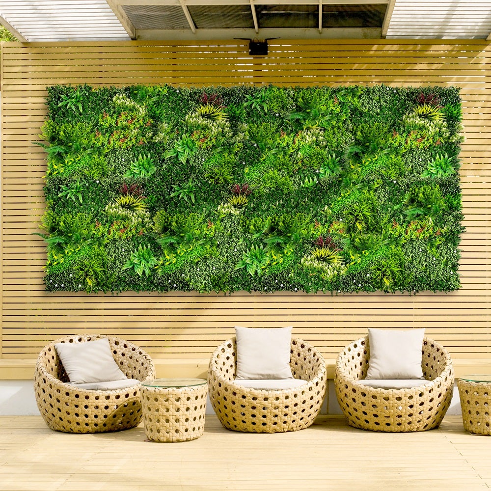 Lot de 5 murs végétaux artificiels Prairie Color 1 × 1 m – 5 m² décor fleuri intérieur extérieur - 5