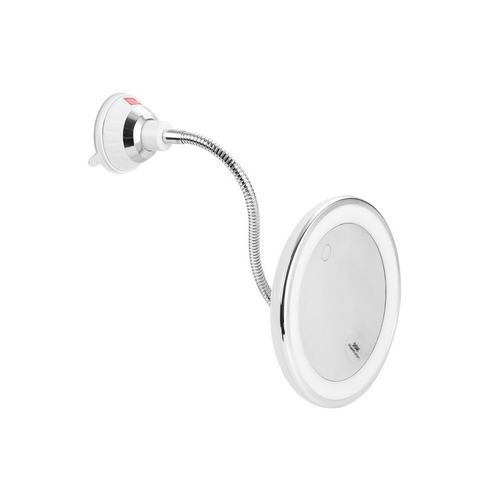 Powiększające lustro do makijażu z oświetleniem LED, obracające się o 360° | Lustro ścienne z elastycznym ramieniem i mocną przyssawką | Lustro łazie