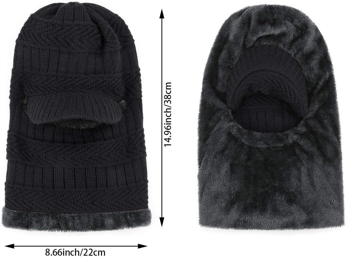 Bonnet - Chapeau tricoté - Bonnet pour homme - Cagoule - Coupe-vent - Chaud - Idéal pour les activités de plein air - Camping - Hiver - 4