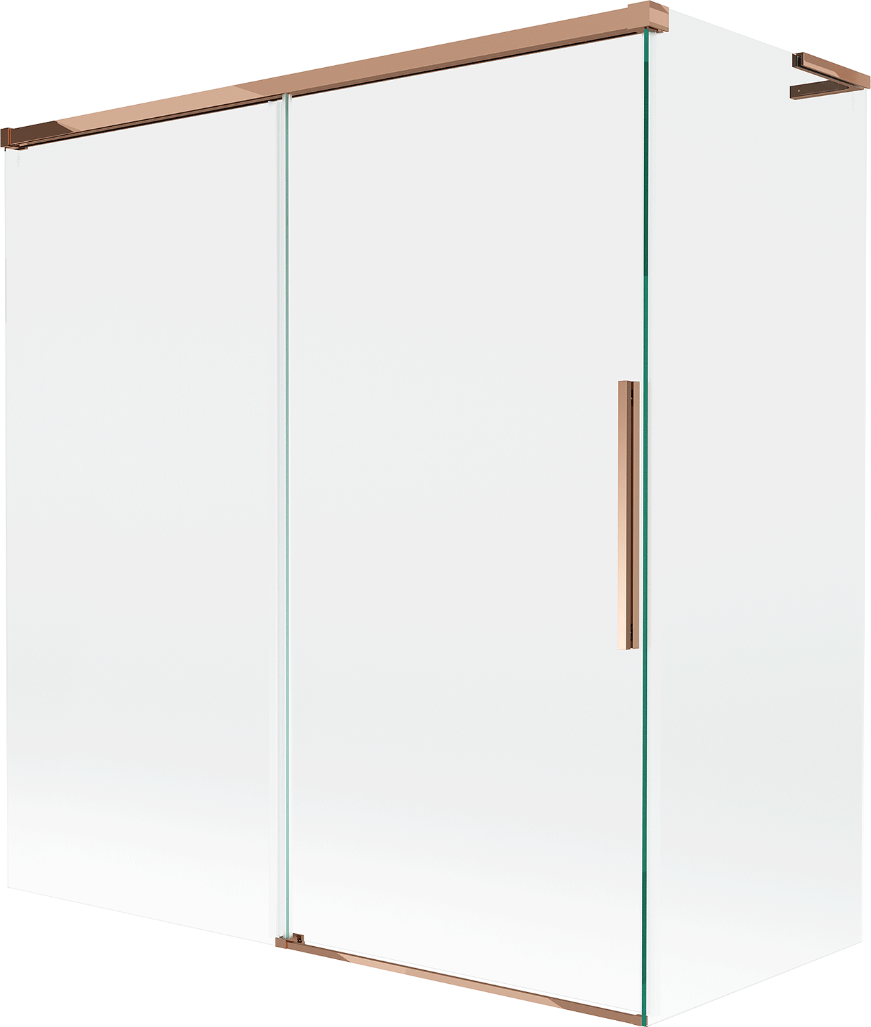 Mexen Rox L parawan nawannowy 2-skrzydłowy rozsuwany 150 + 70 x 150 cm, transparent, różowe złoto - 8C9L-150-070-60-00