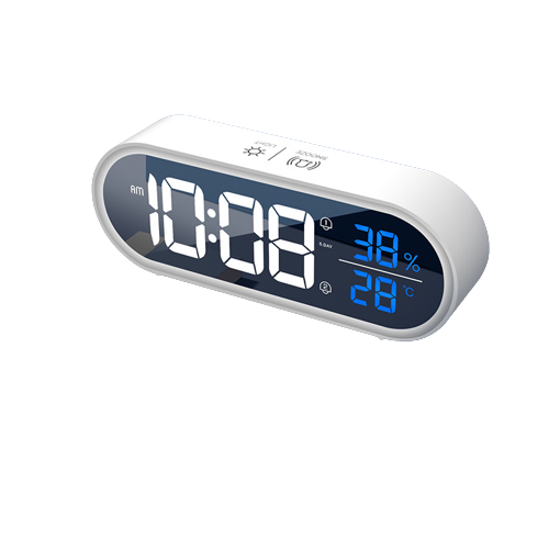 Indrnif Sveglia digitale con grande display a LED, orologio digitale con luce notturna, snooze, data, temperatura e giorno della settimana, luminosità regolabile, doppia sveglia 12/24H, per scrivania