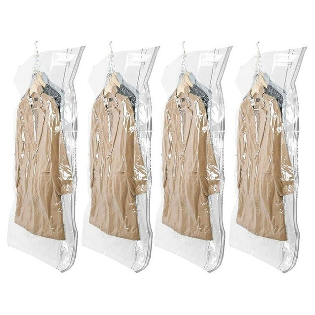 Lot de 4 sacs de rangement sous vide (105 x 70 cm) pour costumes, manteaux, vestes, gain de place, organisateur de garde-robe