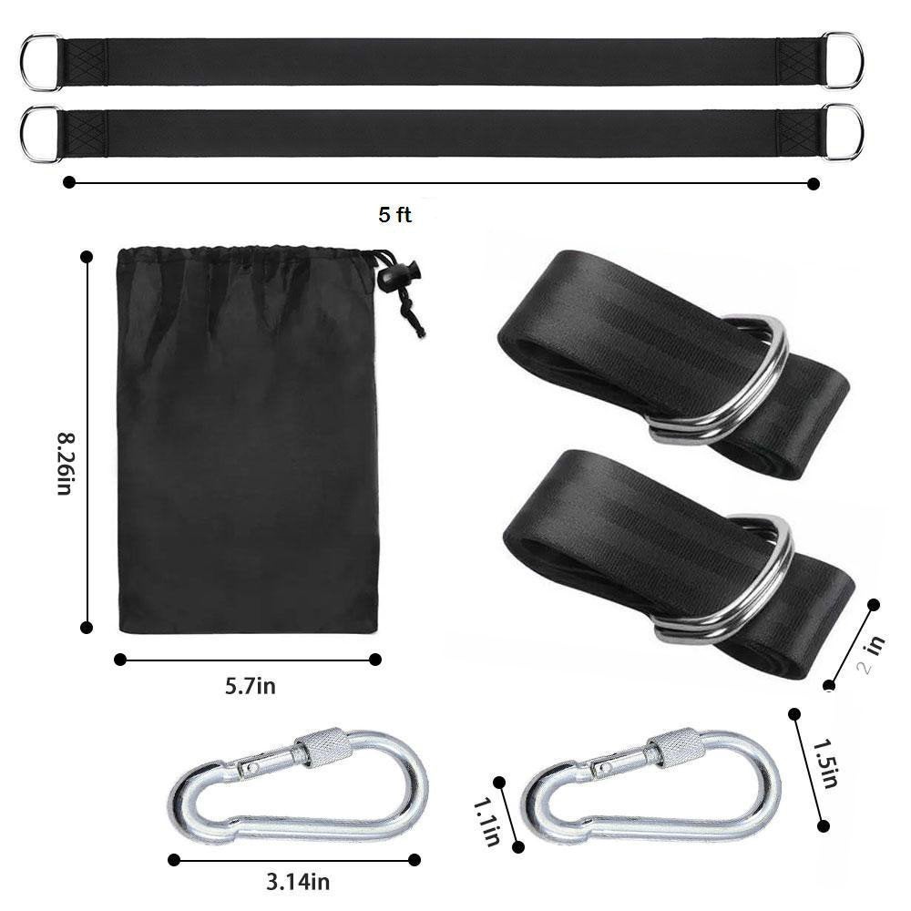 Sangles De Hamac Fockety – 2 Paires De 2 M Avec Mousquetons Acier – Polyester Résistant, Capacité De Charge élevée – Pour Camping, Yoga, Rando