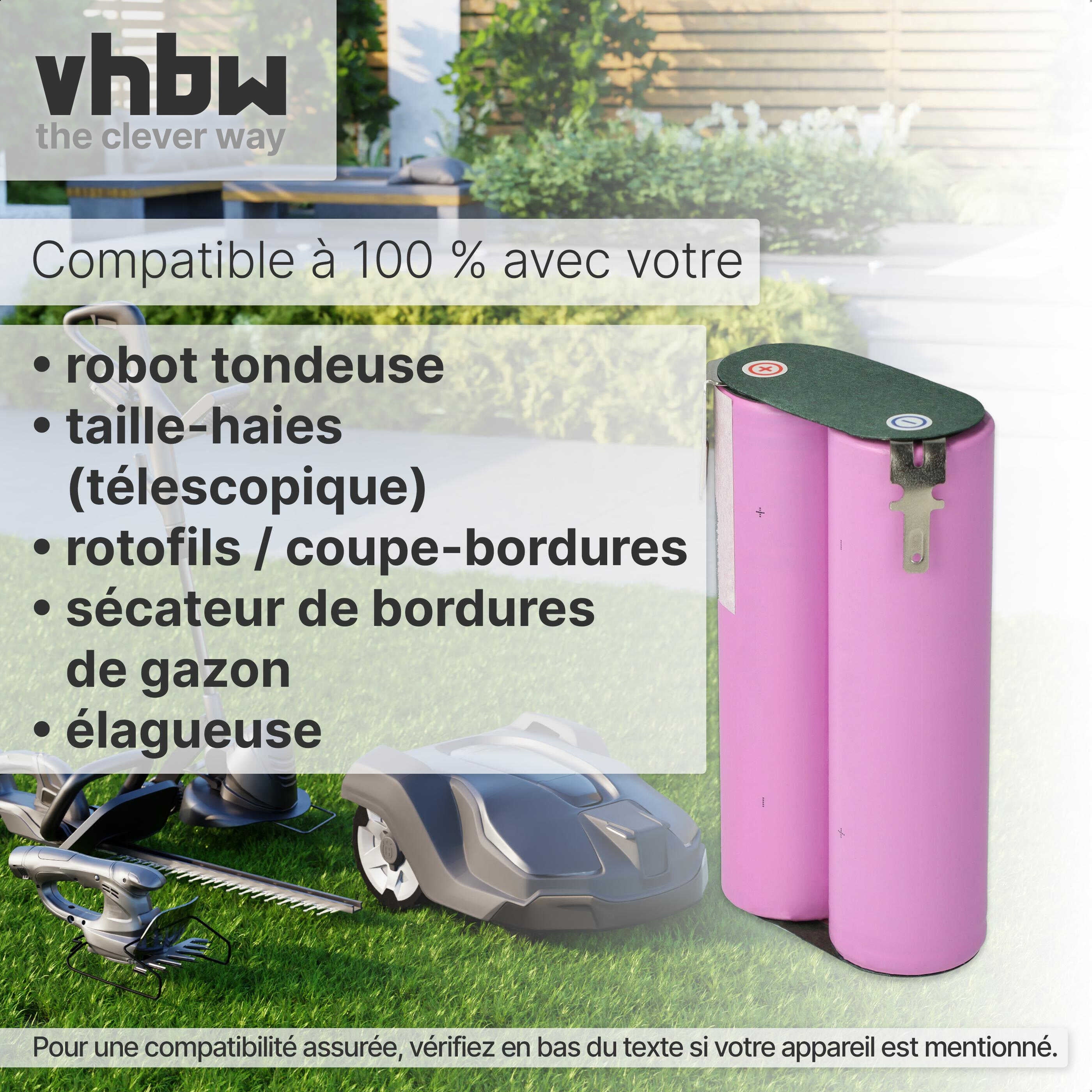 vhbw Batterie compatible avec Wolf Garten 8824, 8803, BS80 Plus (2500mAh, 7,4V, Li-ion) - 2