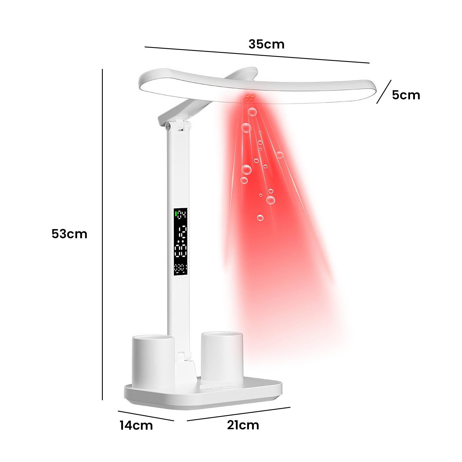 Lampe de bureau LED 53 cm avec écran numérique et porte-stylos, lampe de table réglable pour bureau et étude - 2