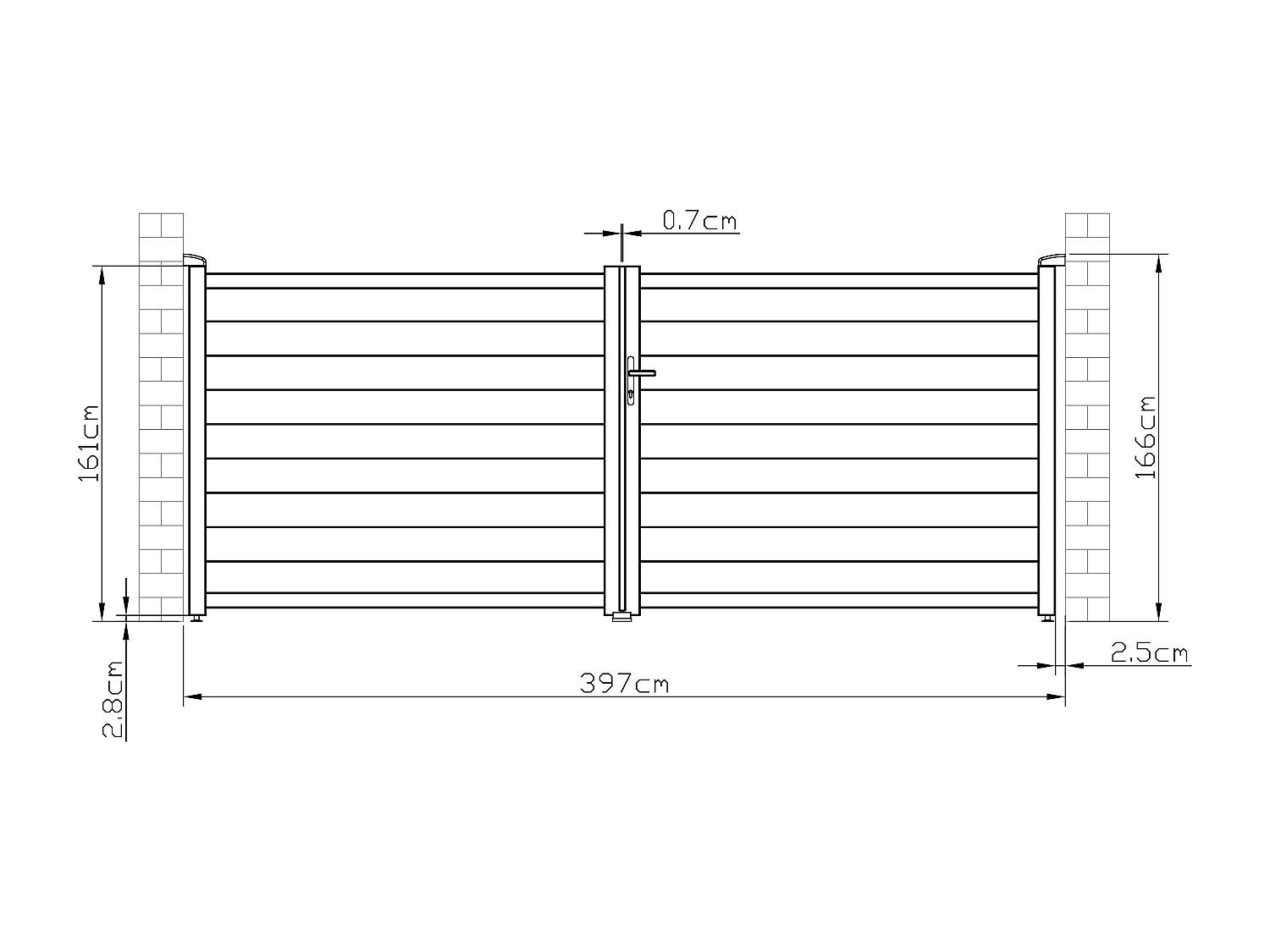 Portail battant aluminium plein L397 x H166 cm anthracite - NAZARIO - 5