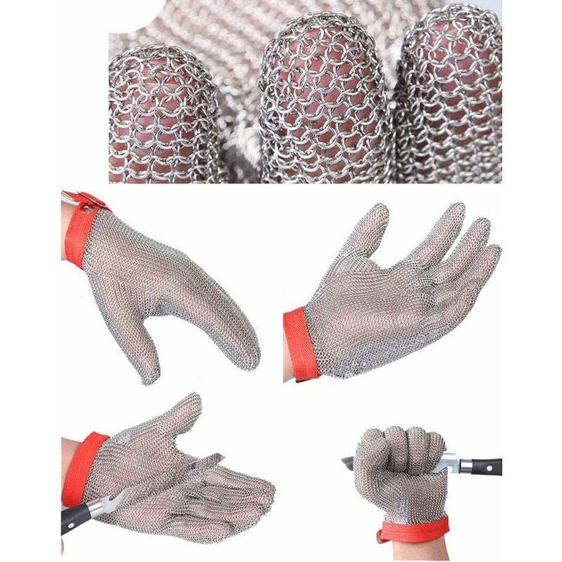 Gants de jardinage de sécurité résistants aux coupures (S 1 pièce) gants en maille d'acier inoxydable pour les travaux de coupe de jardinage - 2