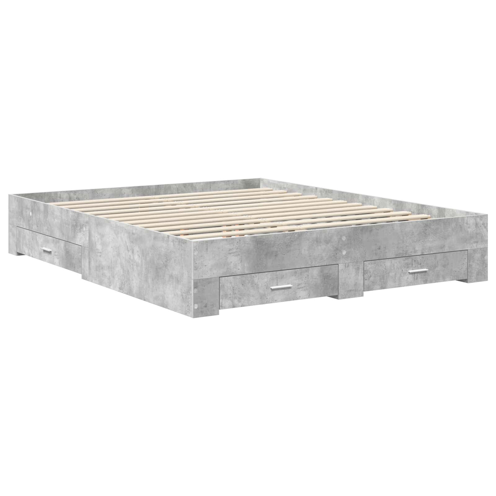 Cadre de lit gris béton 160 x 200 cm panneau de bois - 6
