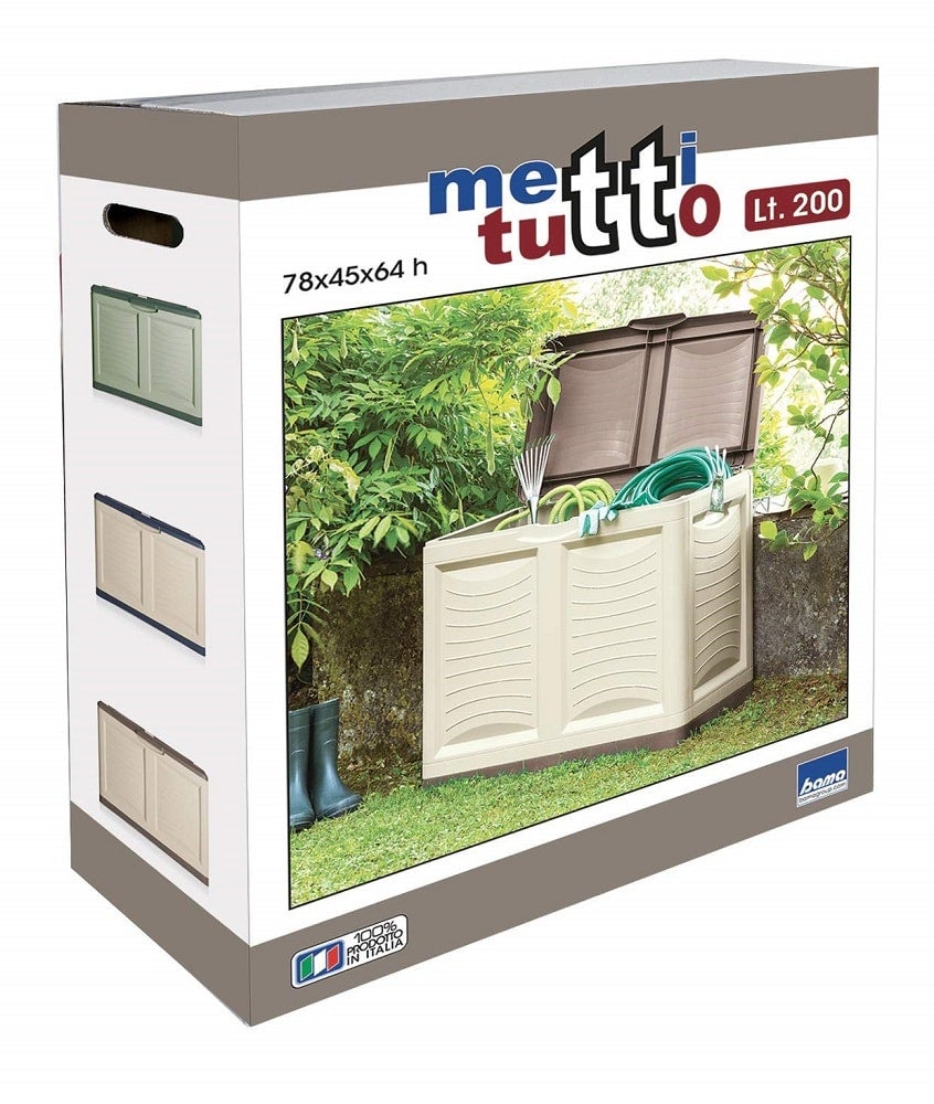 Bama Baule Mettitutto Box Contenitore 200 Lt Giochi Attrezzi Esterno Tortora - 5