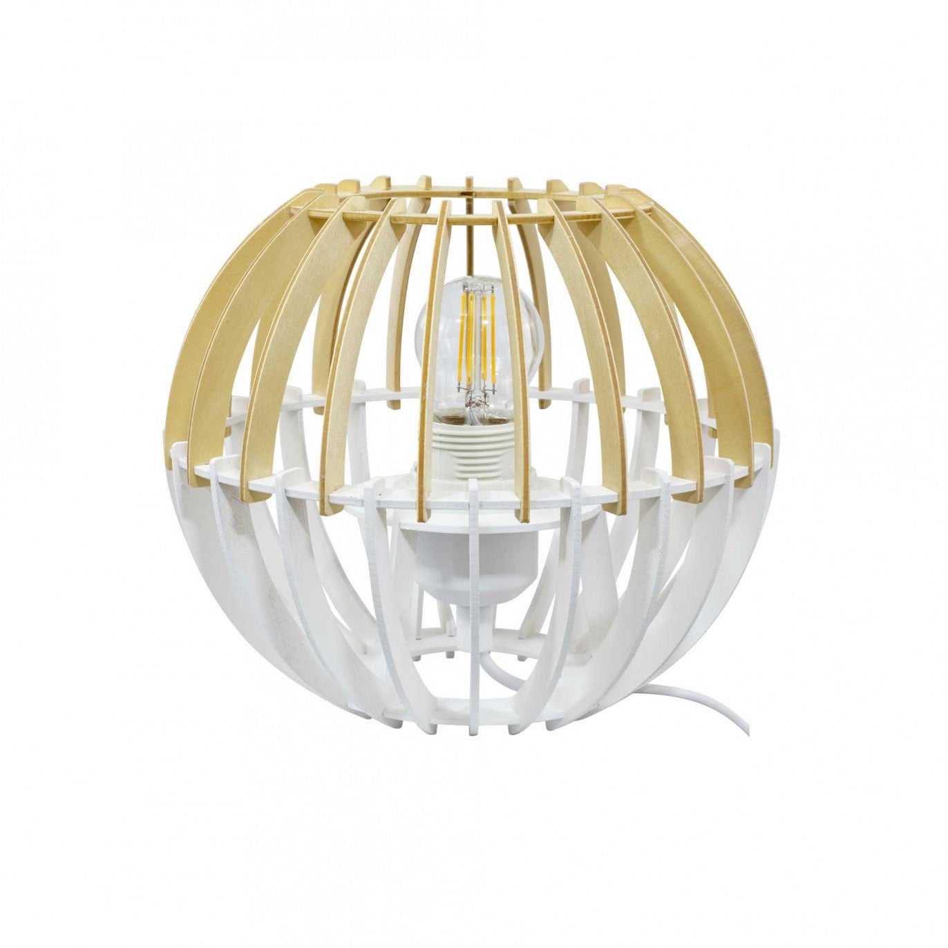 Lampe à poser en bois bicolore - COBLENCE - Blanc et naturel - C-Création - 3