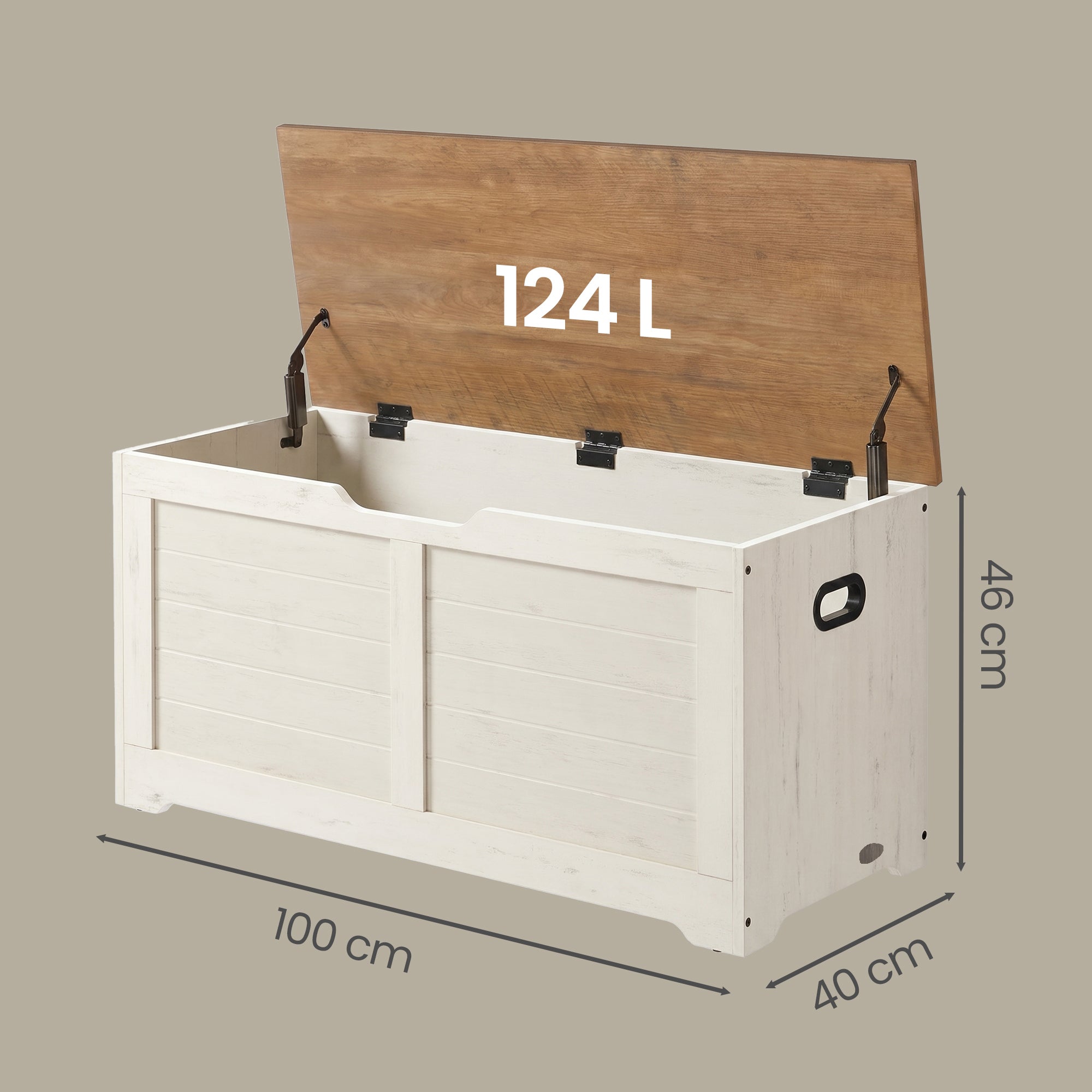 Coffre de Rangement, Banc à Chaussures avec Charnières de Sécurité, pour Salon, Entrée, Chambre, Blanc et Marron - 5