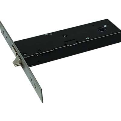 Serrure à Enfiler OMEC 5950 – Inox, Dimensions MM 25 DM M4, Hauteur 57, Entraxe 90