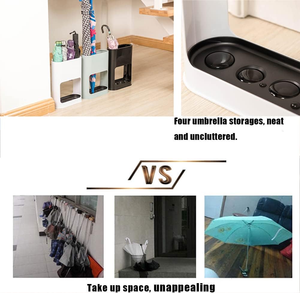 Porte-parapluie, porte-parapluie en plastique avec plateau, petit porte-parapluie peu encombrant pour parapluies pliants, seau à parapluie - 5