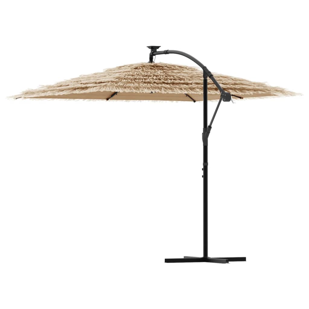 Parasol de jardin avec LED et mât en acier marron 269x269x235cm vidaXL - 6