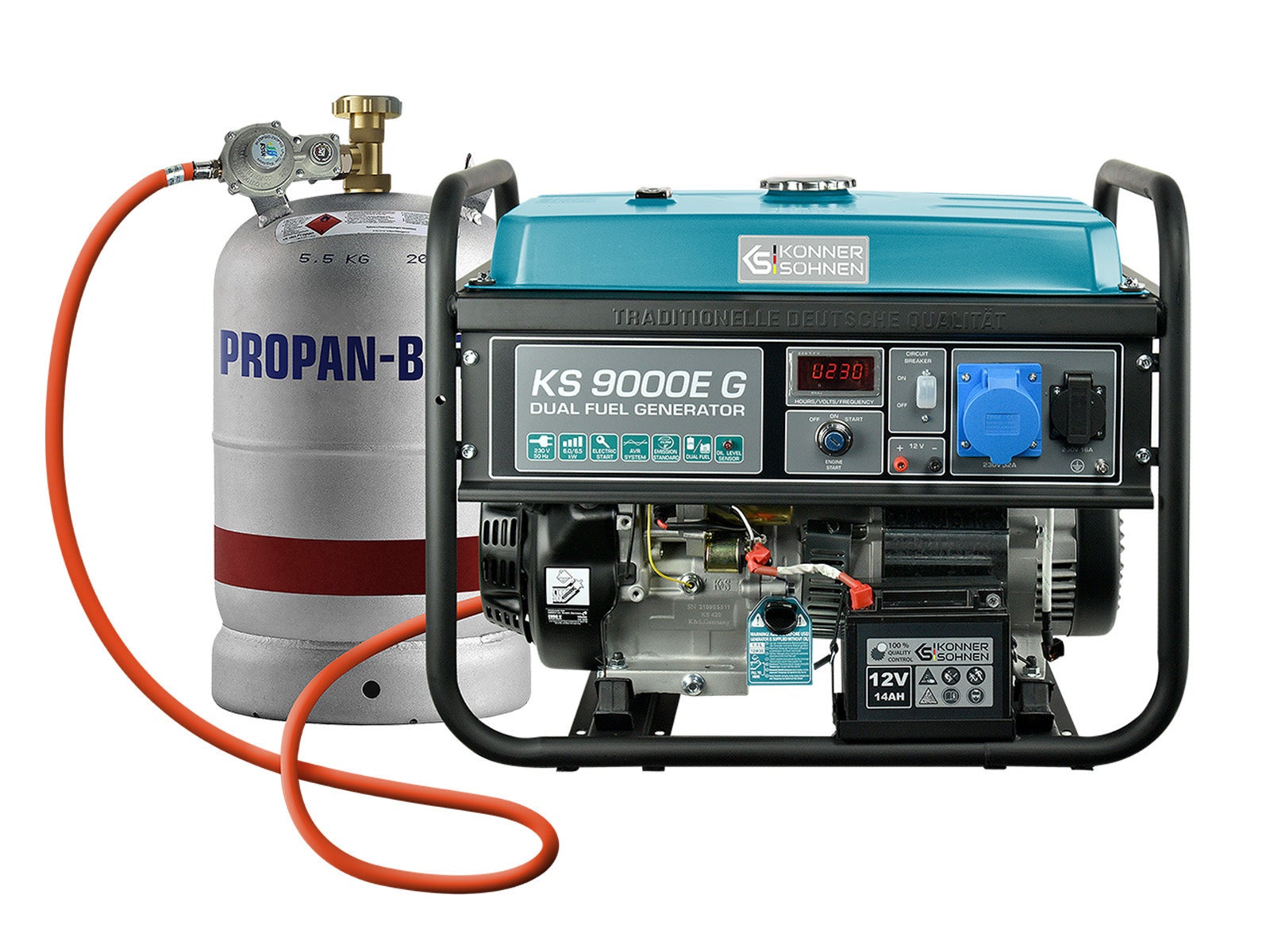 Generator benzynowo-gazowy „Könner &amp; Söhnen” KS 9000E G Moc maksymalna, kW 6.5