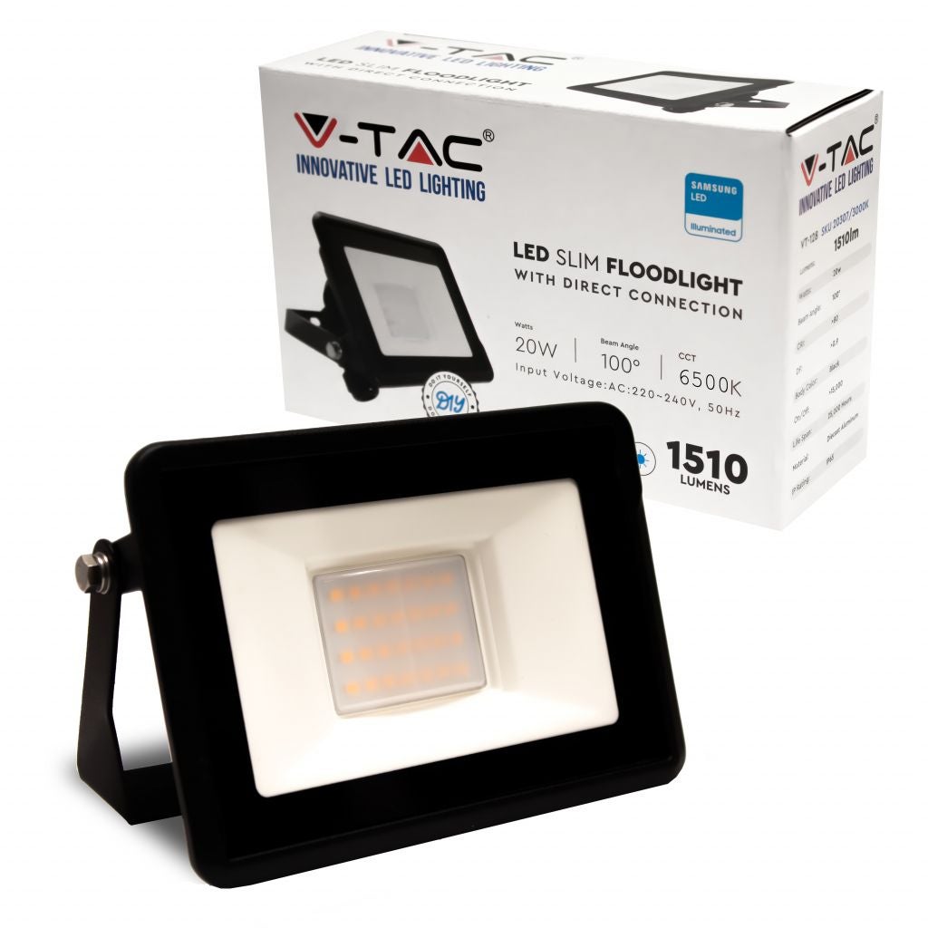 Reflektor LED Samsung Chip 20W, kolor czarny, 6500K, IP65