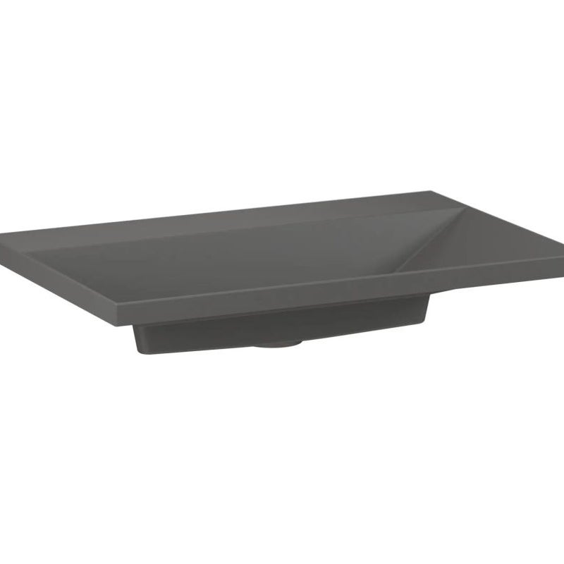 Umywalka wpuszczana EDGE 70 cm beton mat kwarcowa bez otworu