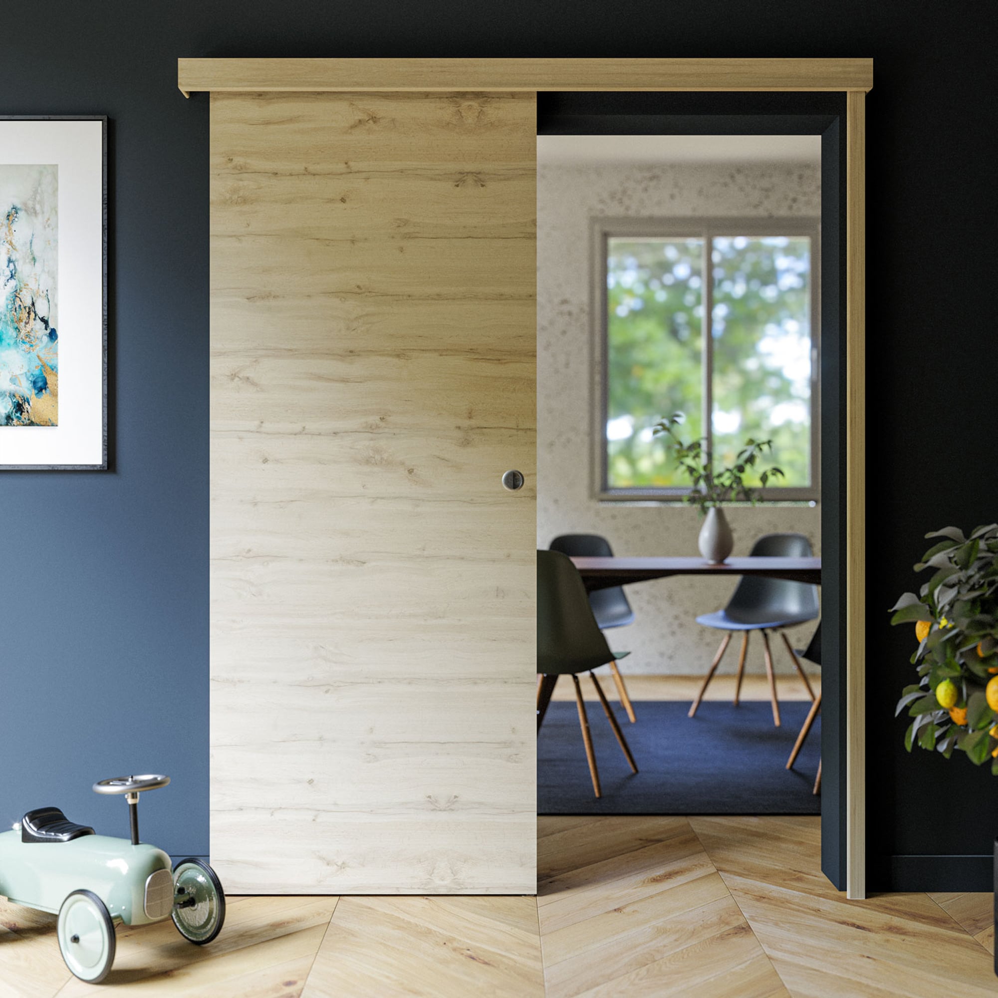 Porte Coulissante avec Rail - Tokyo 83 cm - Avec butée - 3