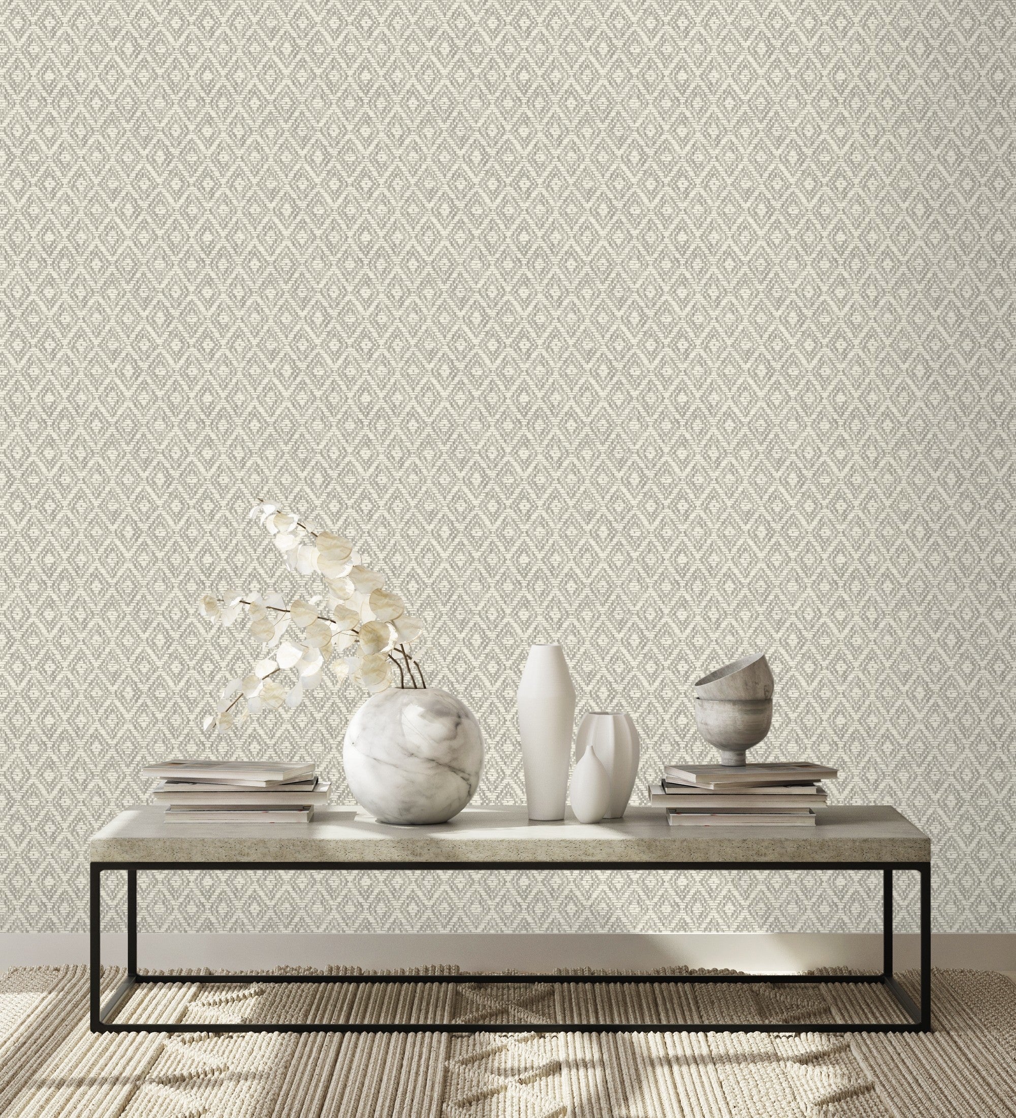 Papel pintado vinílico ecológico de rombos de fibra vegetal en relieve - Kaylan 681469 de GAULAN - Rollo de 10 m x 0,53 m - 5