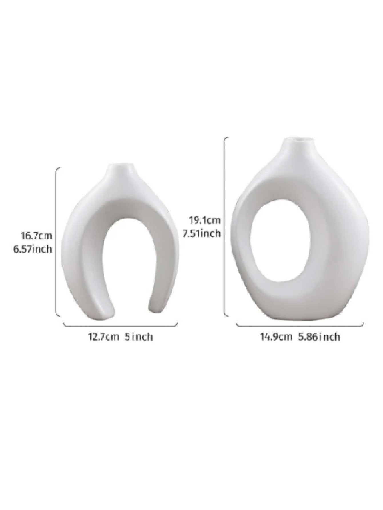 Conjunto de 2 vasos de cerâmica para decoração de interiores, com design vazado e convidativo, estilo nórdico e boêmio, estético e moderno. - 2