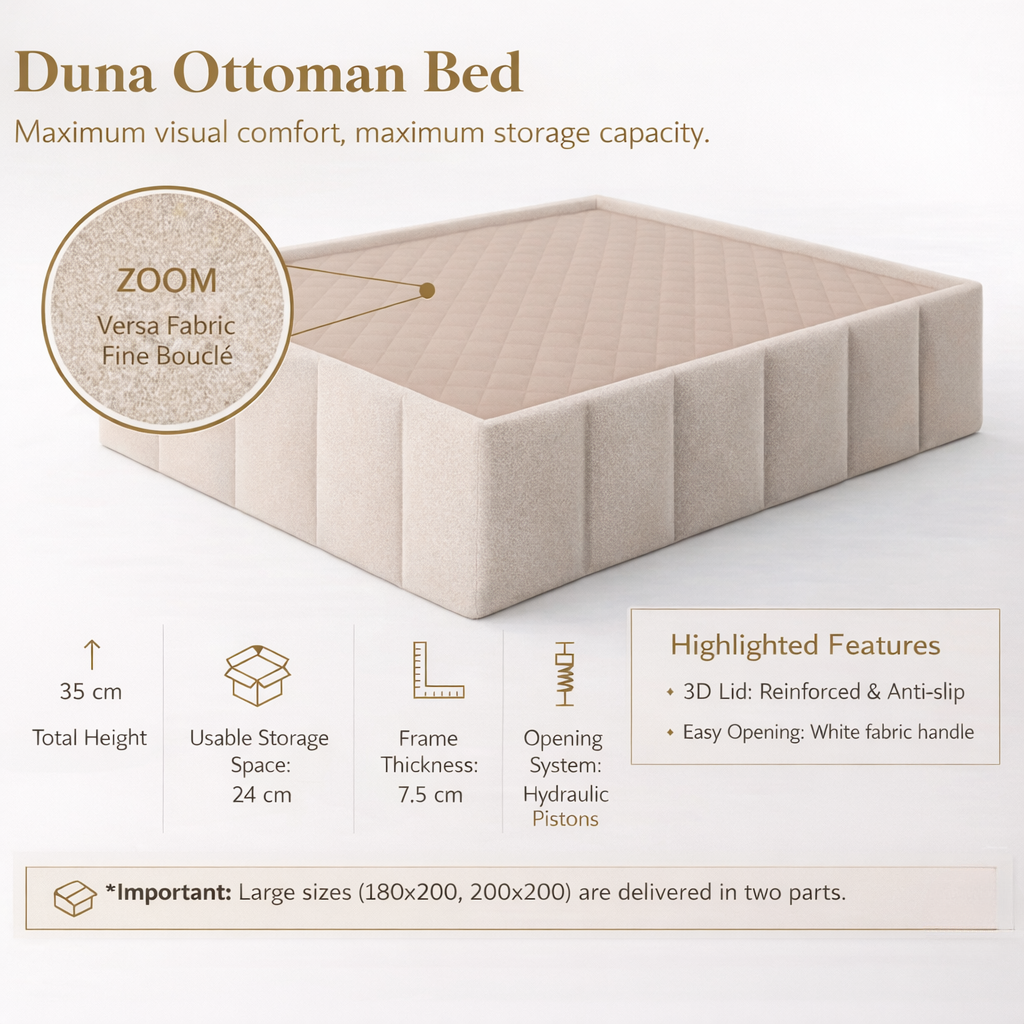 Canapé tapizado Duna beige, diseño moderno y arcón de gran capacidad-160x190 cm - 6