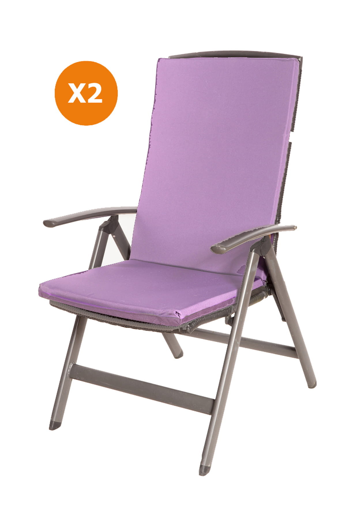 Cojín para silla 110x47x4cm 2 piezas| cojín para sillón de exterior púrpura| cojín de asiento con respaldo alto| juego de cojines para jardín