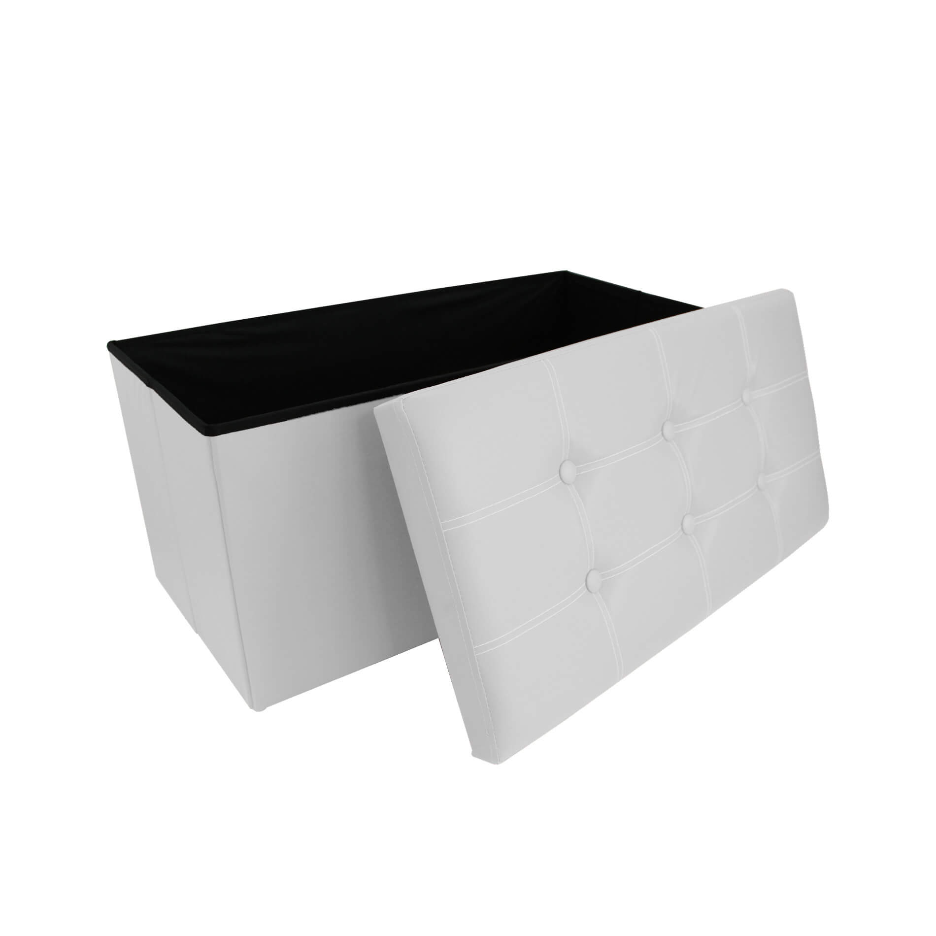 Pouf Coffre De Rangement Mobili Rebecca Banc Rectangle Blanc Stokage 38x76x38 - 4