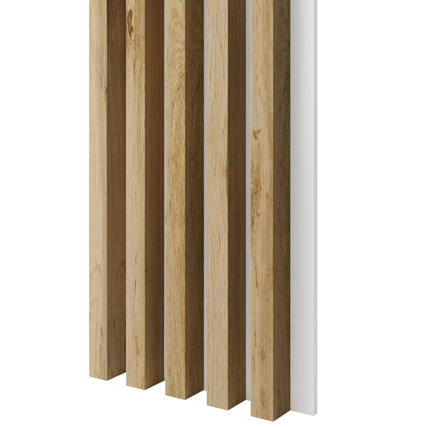 Lamele na białej płycie MDF LAMELE3D - Dąb Wotan