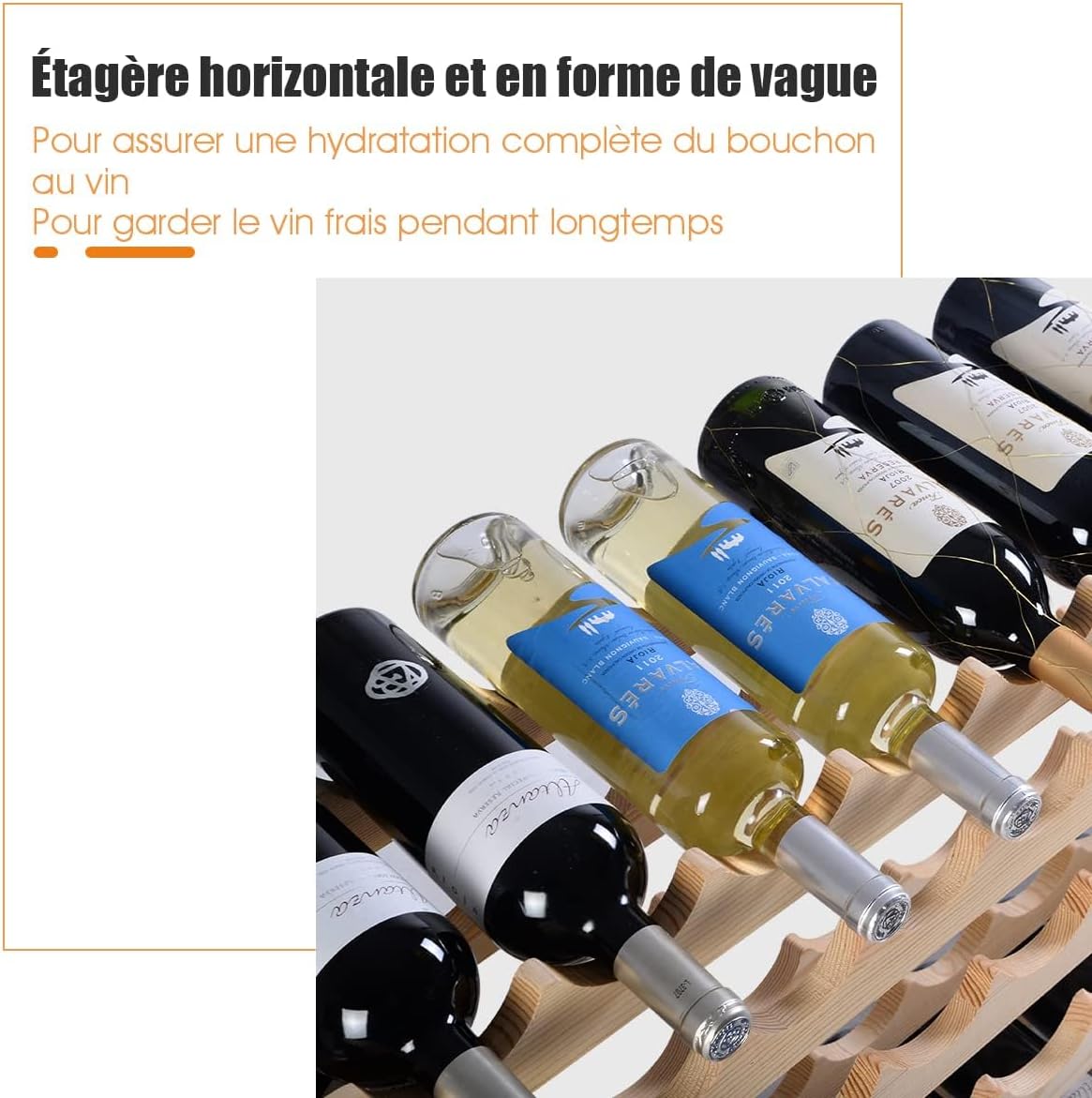 72 Bouteilles Étagère à Vin/Porte-Bouteilles 6 Étagères 119 x 29 x 71,5 CM,Range Bouteille en Bois de Pin Massif Caves à Vin pour Cuisine - 3