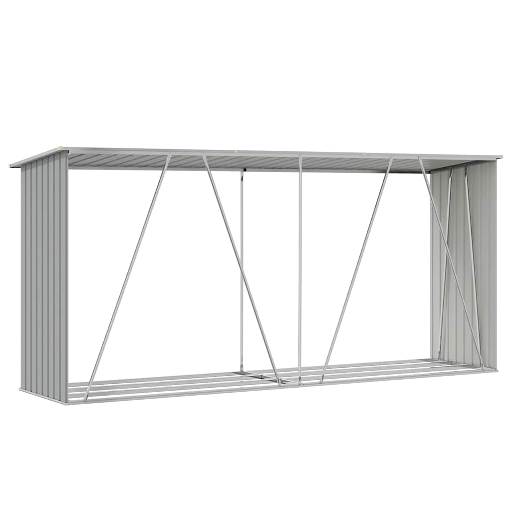 vidaXL Abri de stockage de bois Acier galvanisé 330x84x152 cm Gris - 8
