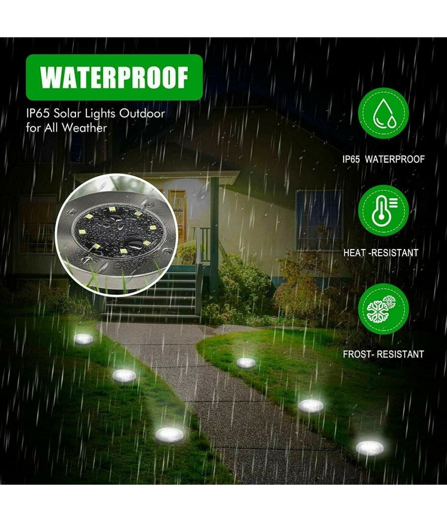 Trade Shop - 4 Faro Lampada 8 Led Rgb Solare Da Esterno Giardino Faretto Picchetto Segnapassi - - 5