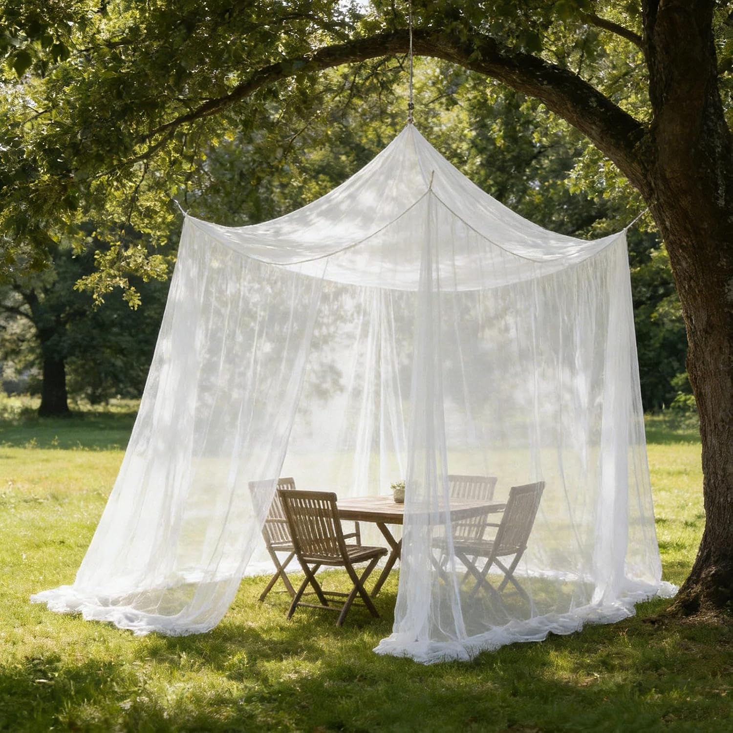 Moustiquaire 300 x 300 x 250 cm pour tonnelle, jardin, terrasse, camping, lit, maille fine 220 avec 1 porte, blanche - 5