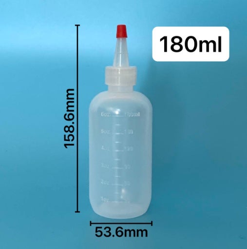 Butelki podróżne z dozownikiem płynu, 180 ml, przenośne, wielokrotnego napełniania, szczelne, z końcówką aplikatora, puste pojemniki na kleje