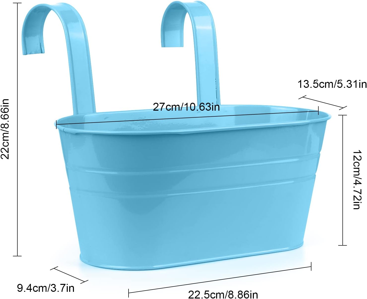 (4 PCS) (Grand)Pots de Fleurs Pots de Fleurs à Suspendre en Fer en Métal Pots de Jardin Jardinières de Balcon Seau en Métal Porte-Fleurs à Suspendre - 2