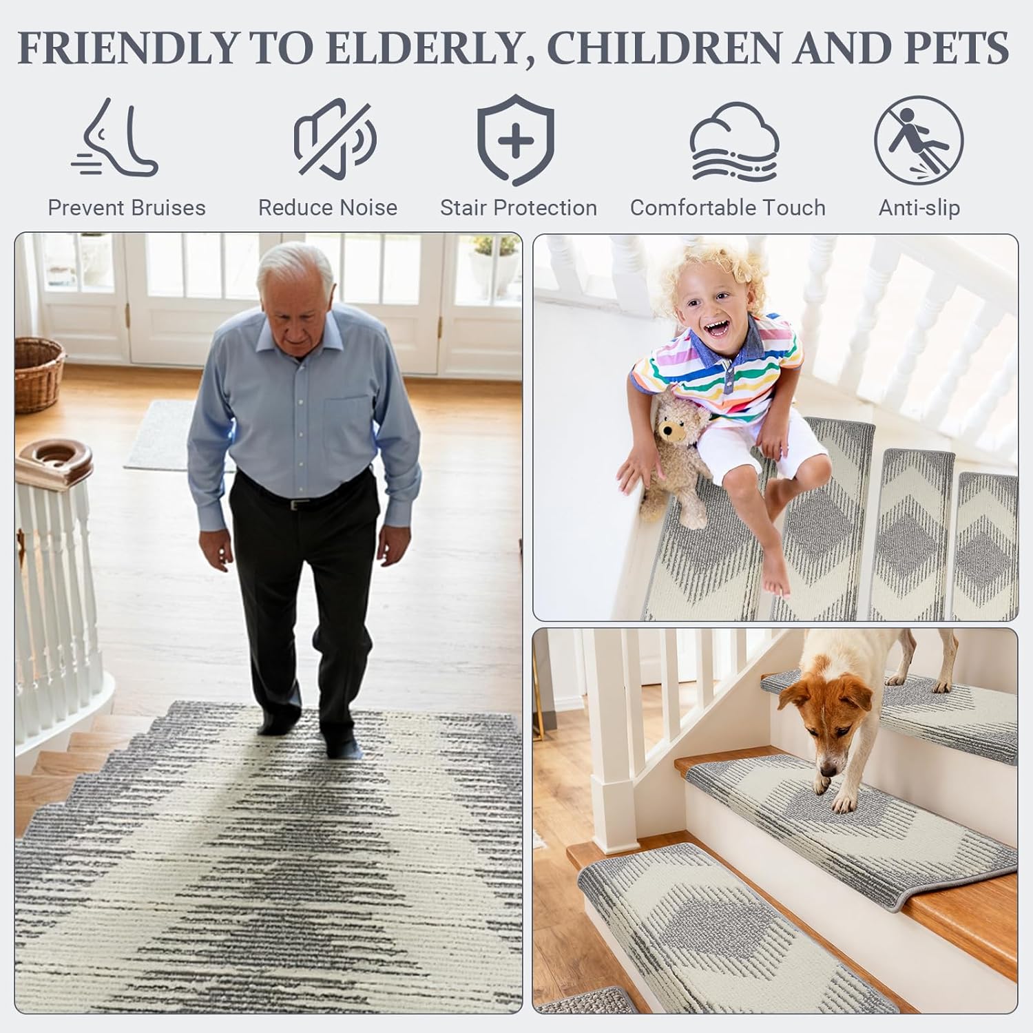 15 pezzi di gradini rettangolari antiscivolo, 76x23,5x4,5 cm - 6