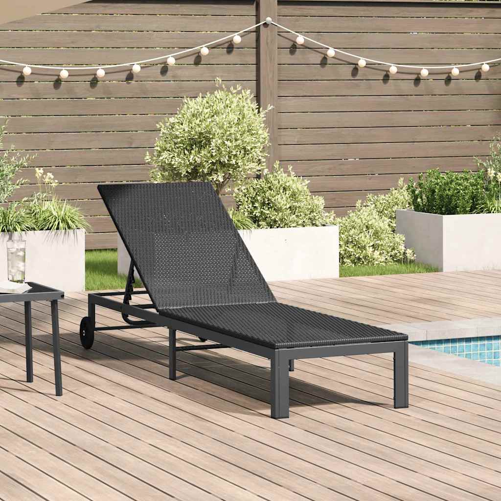 Leżak Czarny 206 x 62.5 x 74 cm polirattan vidaXL