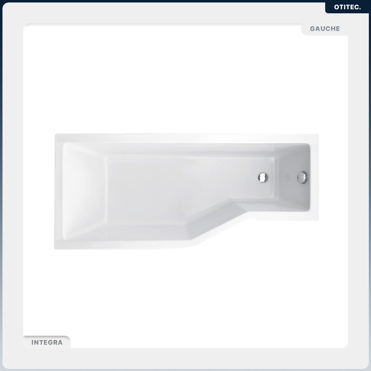 Baignoire asymétrique - 150 x 75 cm - Gauche - sans Habillage - avec Pieds - Vidage Chrome - INTEGRA - 3