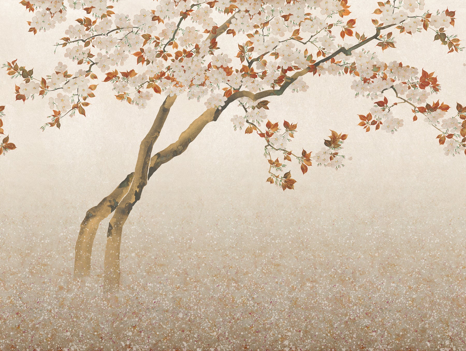 Papier peint panoramique fleurs de cerisier marron - 371 x 280 cm
