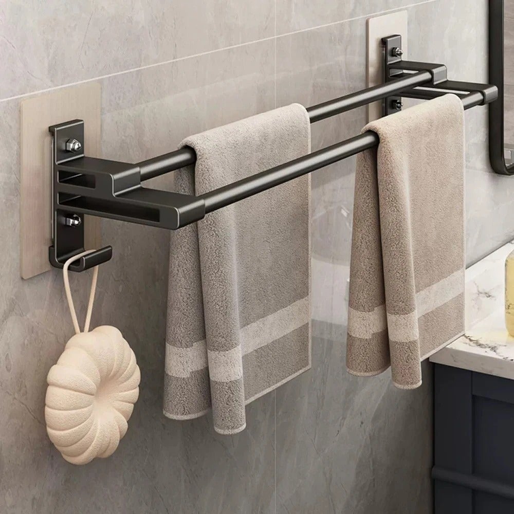 Ensemble Porte-serviettes Salle De Bain Sans Perçage - 5 Pièces, Acier Inoxydable, 60 Cm, Adhésif Puissant - 3