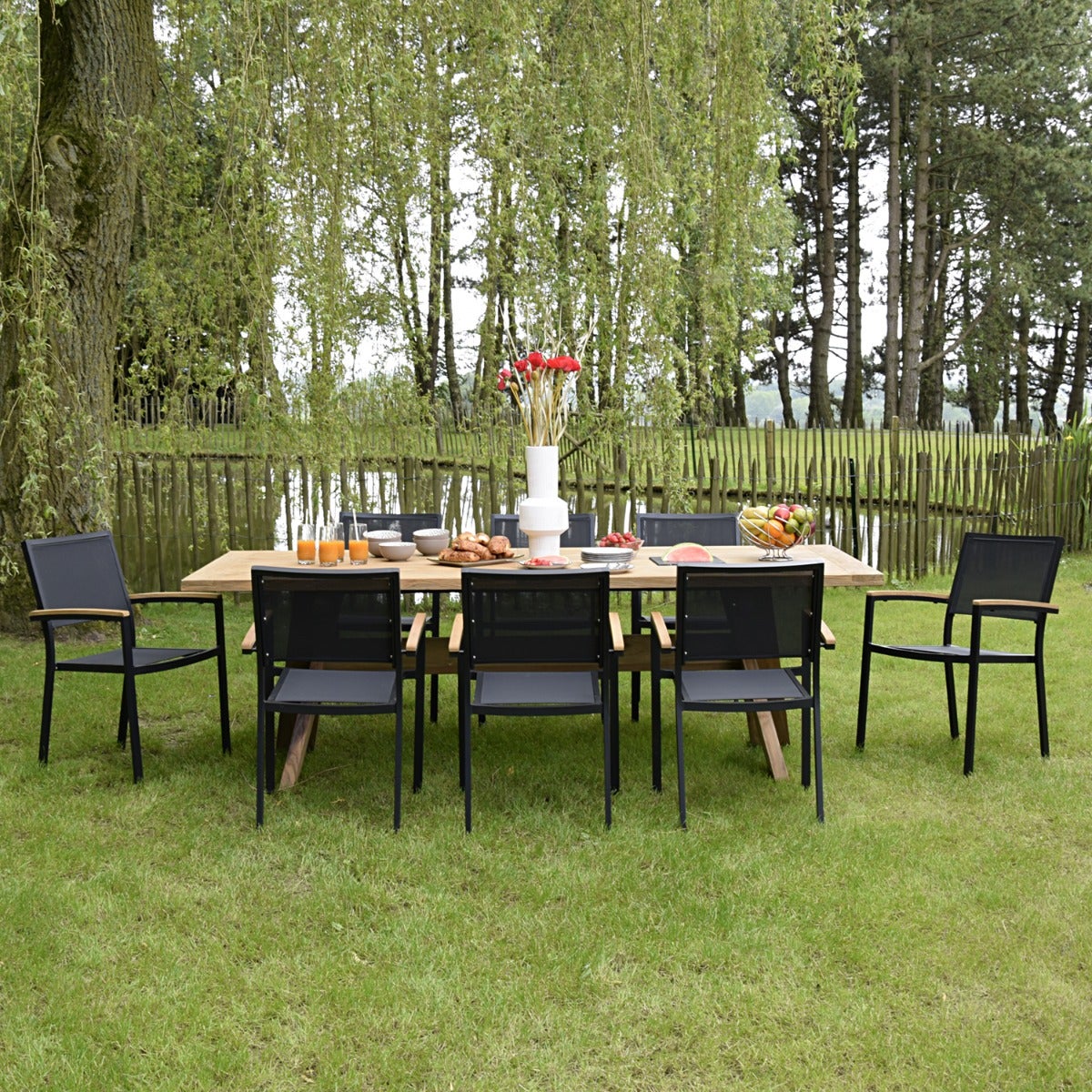 Fauteuil aluminium et textilène noir Casablanca - 8