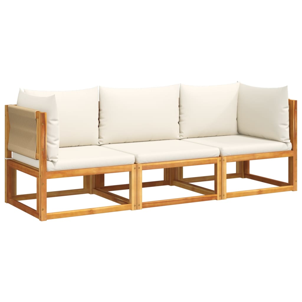 Salon bas de jardin en bois Marron 3 personnes - 2