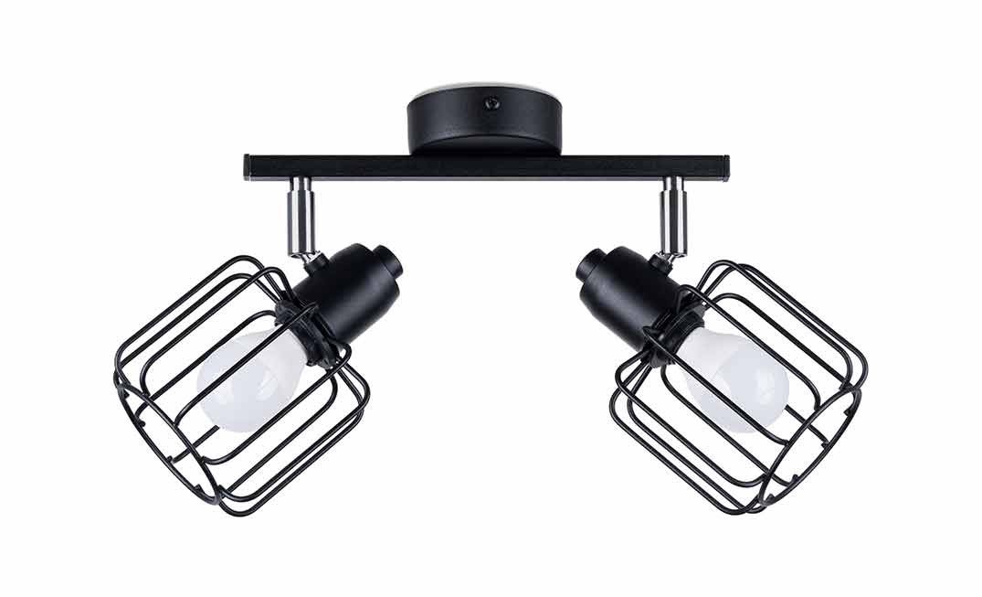 Lampa sufitowa wisząca Belluci czarna-chromowana 2xE14x40W industrialna wym: 19 x 27 x 17 cm metal Sollux Lighting